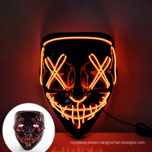 Amazon Explosion Cold Light Halloween Mask Led Glowing Mask Black V-shaped Blood Horror Mask